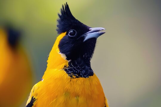 Hooded Oriole Perched on a Branch in Northern California's Scenic Outdoors with Beautiful Depth