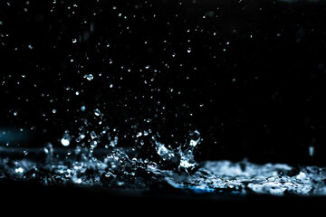 Texture of rain and fog on a black background overlay effect, Abstract splashes of rain water