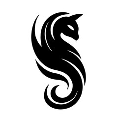 black and white tattoo of a cat