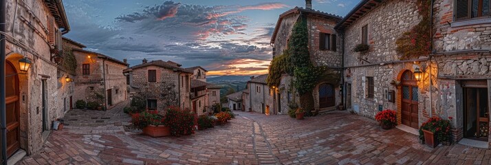 Discover the Charm of Umbria: Panoramic Views of Corciano's Scenic Village Alleys and Squares 