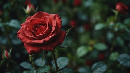 photo of beautiful red roses in the garden made by AI generative