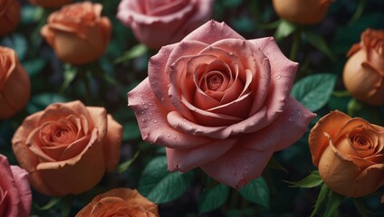 photo of a bunch of beautiful pink roses made by AI generative