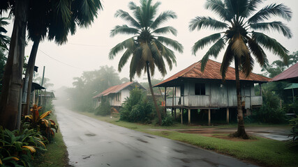 AI image generated Malay village