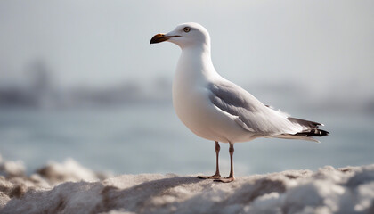 seagull, isolated white background, copy space for text
