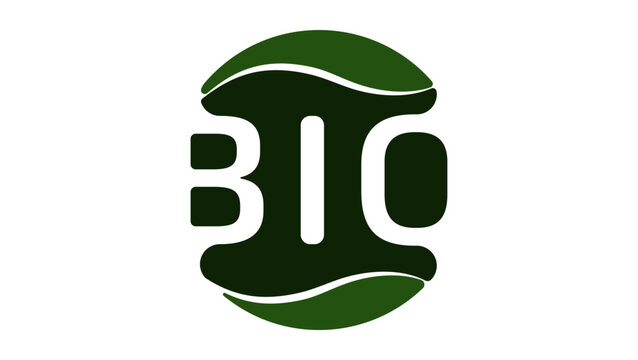bio emblem, green isolated silhouette