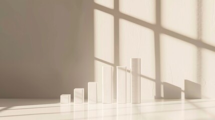 Fototapeta premium A minimalist background with a clean white surface and a single bar graph showing increasing business earnings, symbolizing simplicity and clarity in financial management