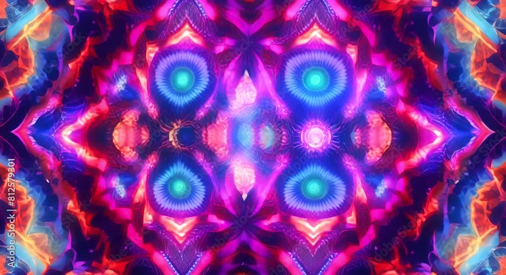 Wall mural 3d kaleidoscope mandala abstract background of trippy art psychedelic trance to open third eye with 