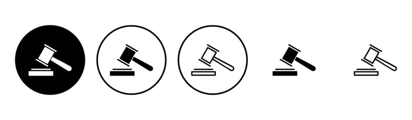 Gavel icon set. judge gavel icon vector. law icon vector. auction hammer
