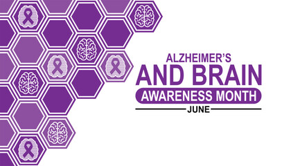 Alzheimer's And Brain awareness Month. June. Holiday concept. Template for background, banner, card, poster with text inscription.