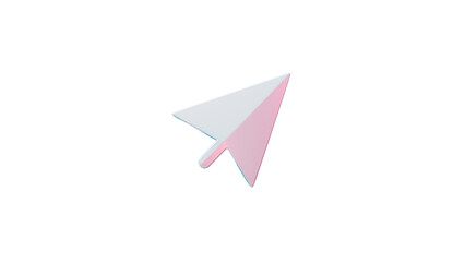 A white and pink paper airplane with a pink arrow pointing to the right