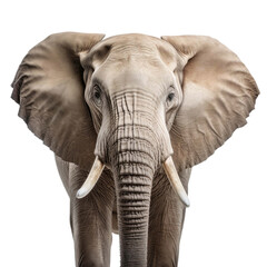 close up of an elephant face isolated on a transparent background