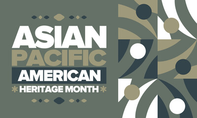Asian Pacific American Heritage Month in May. Сelebrates the culture, traditions and history of Asian Americans and Pacific Islanders in United States. Vector poster. Illustration with east pattern © Iuliia Pilipeichenko