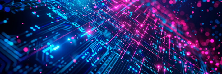 futuristic background with glowing neon lines and geometric shapes