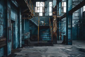 Poster Mockup in a industrial interior dark mockup. Generative Ai.