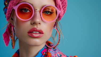 fashion retro Y2K , wearing bold and striking outfits, fashion model dressed in colorful Y2K era outfits, showcasing bold textures and vibrant accessories. colorful and full of life.