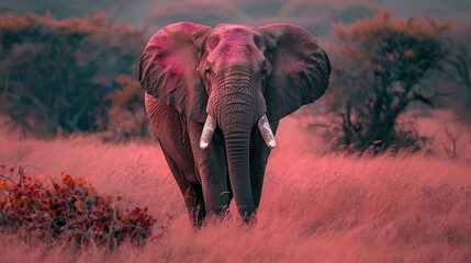 Obraz premium Pink series elephant front view