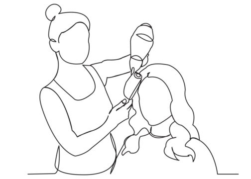 the hairdresser does the styling of the girl - Powered by Adobe