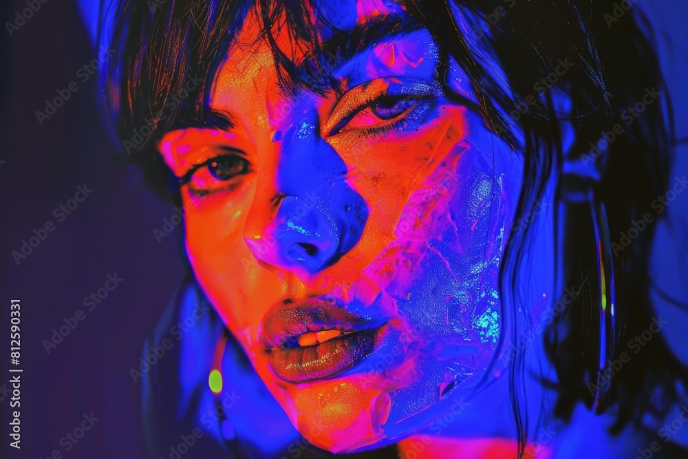 Aufkleber ethereal strokes of neon paint on a dark background creating a mystical and abstract atmosphere