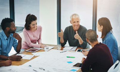 Business people, architect and planning in meeting with blueprint for building design, brainstorming or discussion. Architecture, employee or collaboration with floor plan in boardroom with diversity © peopleimages.com