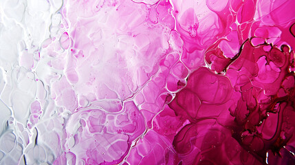 Bright fuchsia and cool ice white alcohol ink background, detailed with oil paint textures.