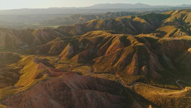 Scenic view of the Gorafe mountainous desert landscape in Andalusia, Spain.