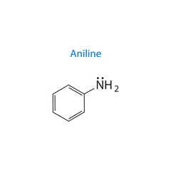 Aniline molecule skeletal structure diagram.organic compound molecule scientific illustration on white background.