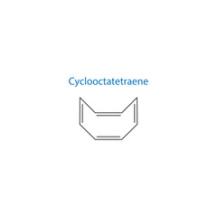 Cyclooctatetraene molecule skeletal structure diagram.organic compound molecule scientific illustration on white background.