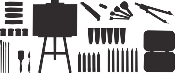 set of artist silhouette on white background vector