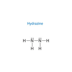 Hydrazine molecule lewis structure diagram.organic compound molecule scientific illustration on white background.