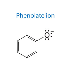 Phenolate ion molecule skeletal structure diagram.organic compound molecule scientific illustration on white background.