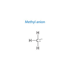 Methyl anion molecule lewis structure diagram.organic compound molecule scientific illustration on white background.