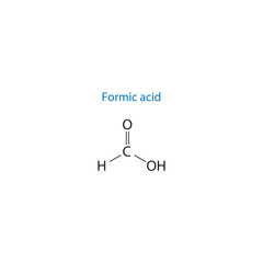 Formic acid molecule skeletal structure diagram.organic compound molecule scientific illustration on white background.