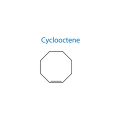 Cyclooctene molecule skeletal structure diagram.organic compound molecule scientific illustration on white background.