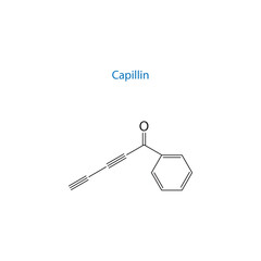 Capillin molecule skeletal structure diagram.organic compound molecule scientific illustration on white background.