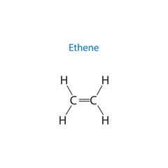 Ethene molecule skeletal structure diagram.organic compound molecule scientific illustration on white background.