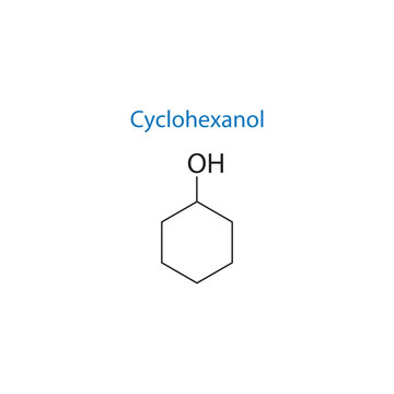 Cyclohexanol molecule skeletal structure diagram.organic compound molecule scientific illustration on white background.