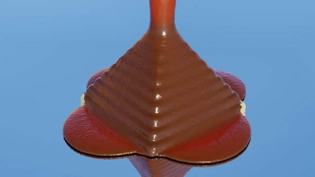 Honey ice cream liquid simulation 3d render image animation video satisfying refractions reflections sky sunlight sunshine glass water