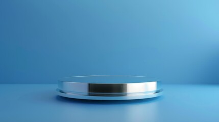 Silver Plate on Blue Background