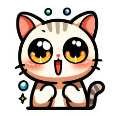 A cute cat sticker in doodle style. Illustration on a transparent background.