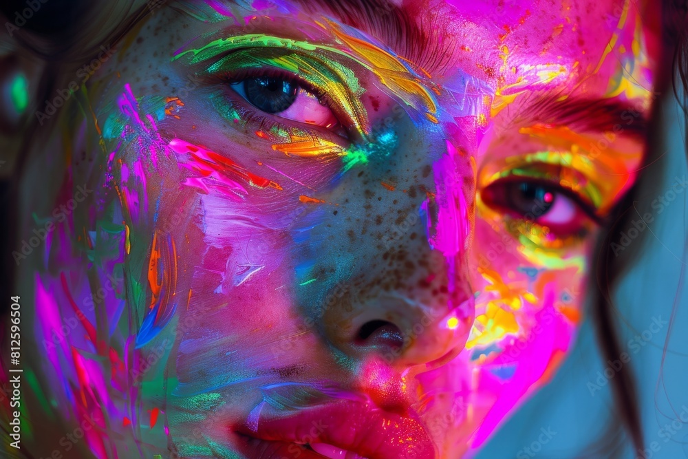 Poster this image showcases a vibrant background with a blur of shapes and colors on the sides