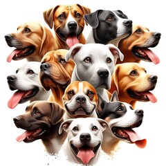Many dogs with their tongues out art art art realistic attractive illustrator