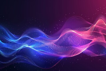 Obraz premium Abstract background with wavy patterns in blue and pink hues, featuring a flowing design with tiny dots
