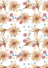 pattern with flower, leaves