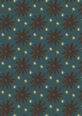 pattern with flower, leaves