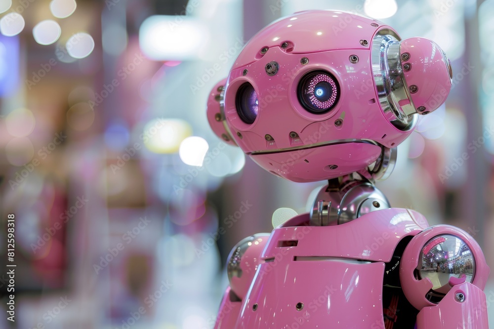 Leinwandbilder a sophisticated pink robot equipped with multiple camera lenses and sensors