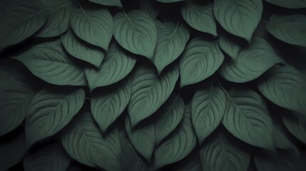 Obraz premium Photo wallpaper. Leaf texture with lush foliage with 3D effect of dark green tropical leaves. Generative AI, Generative, AI