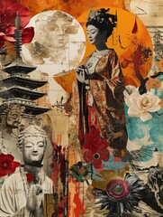 Collage asian culture and religion