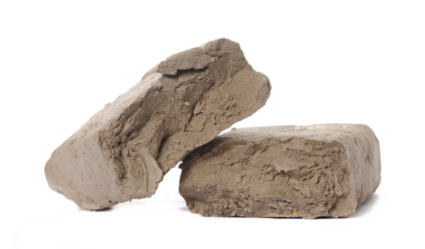 Modelling clay cube, lump isolated on white background