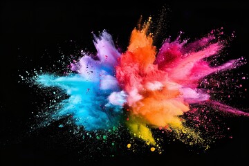 Obraz premium A vibrant rainbow paint, powdered color explosion. Generative Ai