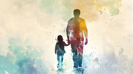 Fathers Day card with cute watercolor illustration,Father's Day templates for poster, cover, banner, social media.generative ai